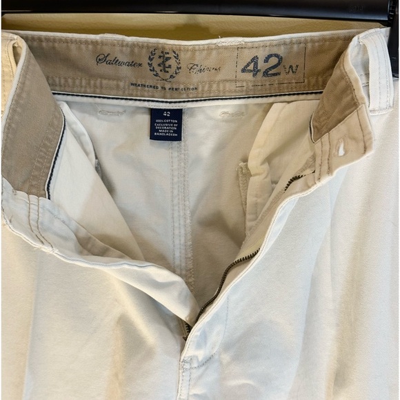 🌟HP🌟IZOD Stone Saltwater 100% Cotton Cargo Shorts Flat Front Velcro Pockets 42W - Picture 4 of 10